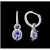 Image 2 : 1.37ctw Tanzanite and Diamond Earrings - 14KT White Gold