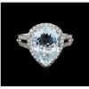 Image 2 : 5.33ct Aquamarine and Diamond Ring - 14KT White Gold