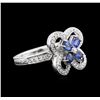 Image 1 : 0.80ctw Sapphire and Diamond Ring - 14KT White Gold