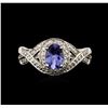 Image 2 : 14KT White Gold 0.93ct Tanzanite and Diamond Ring