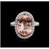 Image 2 : 18KT White Gold 7.16ct Morganite and Diamond Ring