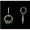 Image 4 : 14KT White Gold 29.36ctw Emerald and Diamond Necklace and Earring Suite