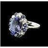 Image 1 : 14KT White Gold 6.27ct Tanzanite, Sapphire and Diamond Ring