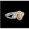 Image 1 : 18KT Two-Tone Gold 1.22ctw Fancy Yellow Diamond Ring