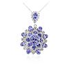 Image 1 : 14KT White Gold 28.87ctw Tanzanite and Diamond Pendant With Chain