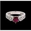 Image 2 : 0.96ct Ruby and Diamond Ring - 18KT White Gold