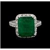 Image 2 : 6.88ct Emerald and Diamond Ring - 14KT White Gold
