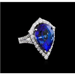 9.76ct Tanzanite and Diamond Ring - 14KT White Gold