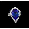 Image 2 : 9.76ct Tanzanite and Diamond Ring - 14KT White Gold