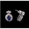 Image 2 : 1.91ctw Blue Sapphire and Diamond Earrings - 14KT White Gold
