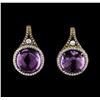 Image 1 : 17.02ctw Amethyst and Diamond Earrings - 18KT White Gold