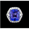 Image 2 : 12.30ct Tanzanite and Diamond Ring - 14KT White Gold