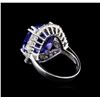 Image 3 : 12.30ct Tanzanite and Diamond Ring - 14KT White Gold