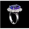 Image 4 : 10.00ct Tanzanite and Diamond Ring - 14KT White Gold