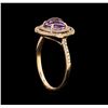 Image 4 : 1.21ct Amethyst and Diamond Ring - 14KT Rose Gold