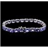 Image 2 : 16.60ctw Tanzanite and Diamond Bracelet - 14KT White Gold