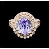Image 2 : 3.94ct Tanzanite and Diamond Ring - 14KT Rose Gold