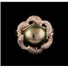 Image 2 : Tahitian Pearl and Diamond Ring - 14KT Rose Gold