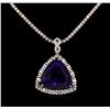 Image 2 : 14KT White Gold GIA Certified 46.34ct Tanzanite and Diamond Pendant With Chain