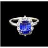 Image 2 : 2.60ct Blue Sapphire and Diamond Ring - 18KT White Gold
