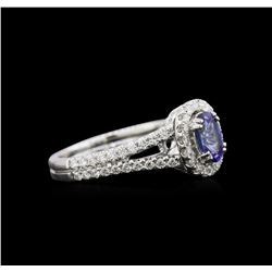 0.90ct Tanzanite and Diamond Ring - 18KT White Gold