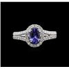 Image 2 : 0.90ct Tanzanite and Diamond Ring - 18KT White Gold