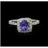 Image 2 : 0.81ct Tanzanite and Diamond Ring - 14KT White Gold