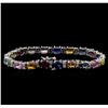 Image 2 : 17.59ctw Multi Gemstone and Diamond Bracelet - 14KT White Gold