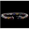 Image 3 : 17.59ctw Multi Gemstone and Diamond Bracelet - 14KT White Gold
