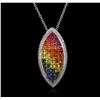 Image 1 : 14KT White Gold 5.15ct Sapphire and Diamond Pendant With Chain