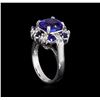Image 4 : 3.65ct Tanzanite, Sapphire and Diamond Ring - 14KT White Gold
