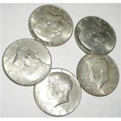 5 TOTAL SILVER KENNEDY HALF DOLLARS *MIXED DATES & GRADES-NICE EARLY SILVER HALF DOLLARS*!!