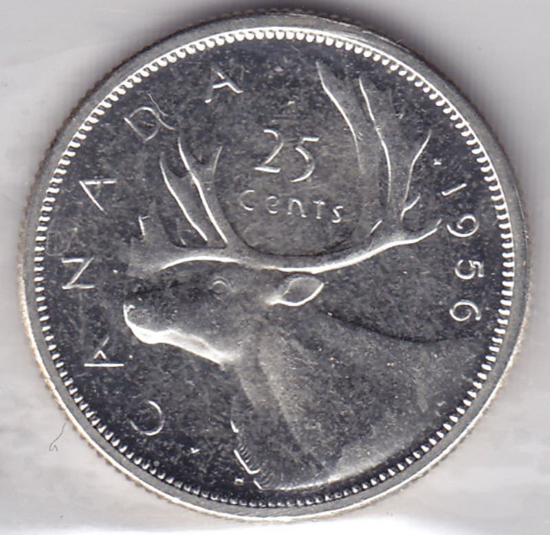 1956 Canadian ICCS Graded Silver 25Cent Quarter Coin MS63