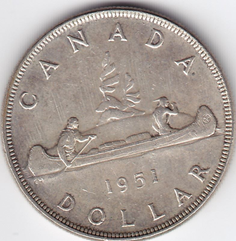 Brilliant Uncirculated 1953 Canada No Shoulder Fold Silver 1 Dollar