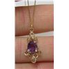 Image 1 : 14 Kt Yellow Gold Amethyst Solitaire Pendant - 16" Chain