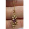 Image 2 : 14 Kt Yellow Gold Amethyst Solitaire Pendant - 16" Chain