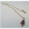 Image 3 : 14 Kt Yellow Gold Amethyst Solitaire Pendant - 16" Chain