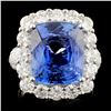 Image 1 : *GIA 18K Gold 9.28ct Sapphire & 2.70ctw Diam Ring