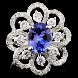 18K White Gold 1.75ct Tanzanite & 1.22ct Diamond R