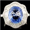 Image 1 : 18K Gold 3.81ct Sapphire & 1.18ctw Diamond Ring