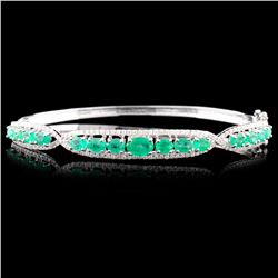 14K Gold 2.60ctw Emerald & 0.63ctw Diamond Bangle