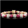 Image 1 : 14K Gold 15.14ct Ruby & 1.74ctw Diamond Bracelet