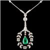 Image 1 : 14K Gold 2.58ct Emerald & 2.00ctw Diamond Necklace