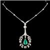 Image 2 : 14K Gold 2.58ct Emerald & 2.00ctw Diamond Necklace