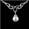 Image 2 : 14K White Gold 13.00MM Pearl & 1.16ct Diamond Neck