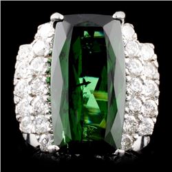 14K Gold 8.57ct Tourmaline & 0.99ctw Diamond Ring