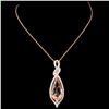 Image 2 : 14K Gold 4.09ct Morganite & 0.80ctw Diamond Pendan
