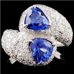 18K White Gold 3.26ct Sapphire & 2.31ctw Diamond R