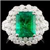 Image 1 : 18K W Gold 3.54ct Emerald & 1.77ct Diamond Ring