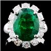 Image 1 : 14K Gold 4.06ct Emerald & 1.45ctw Diamond Ring